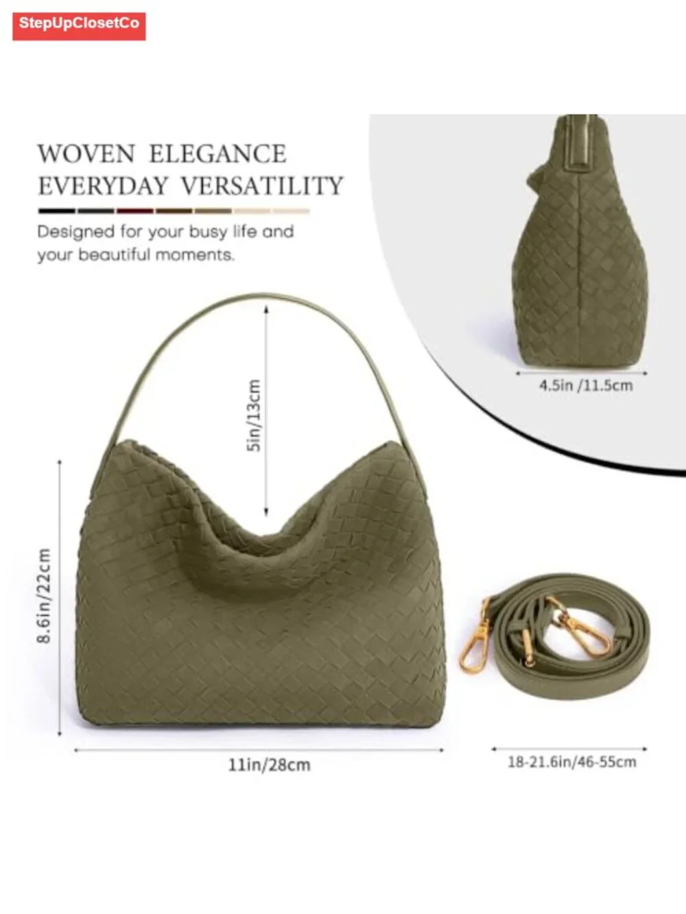 Woven Tote Handbag Leather Top Handle Hobo Shoulder Bag PU Leather
